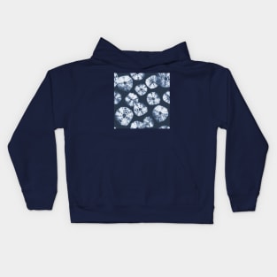 Shibori Kumo tie dye white dots over dark navy blue Kids Hoodie